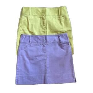 Ann Taylor LOFT Lot of 2 Mini Shift Skirts Purple Lime Green Pockets Sz 8 Office